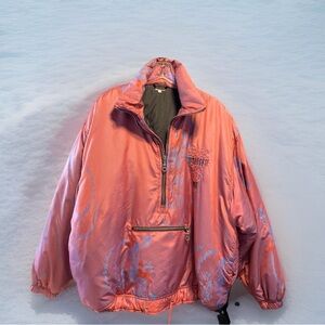 Vintage MDC Ski Winter Jacket Pink Satin Half Zip Pullover 40 NWT Unisex Retro